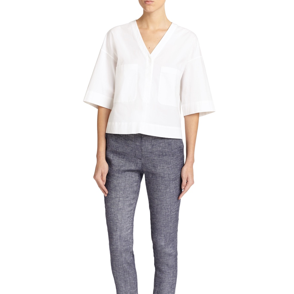 Theory Risatanee Top In Light Poplin